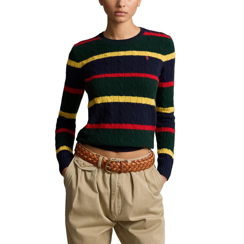 Polo Ralph Lauren Striped Cable-Knit Wool-Cashmere Sweater image number 0